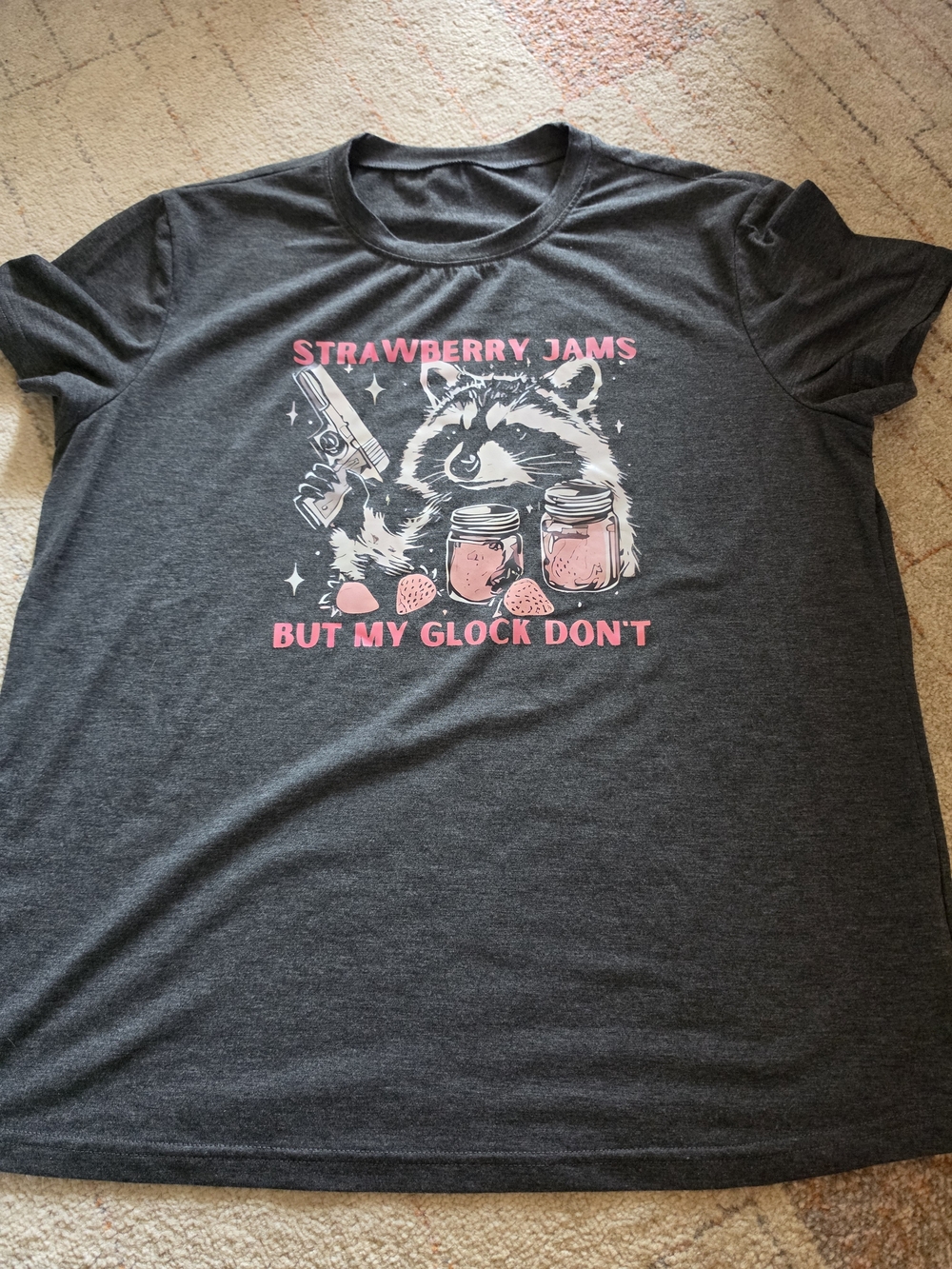 Strawberry Jams Graphic Tee - Dark Gray & Pink - Picture 2 of 3